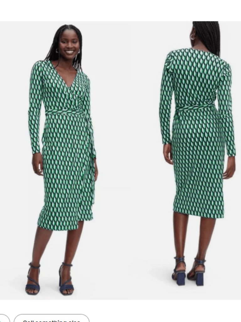 New Dvf Target Long Sleeve Midi Arrow Geo Green Wrap Dress
